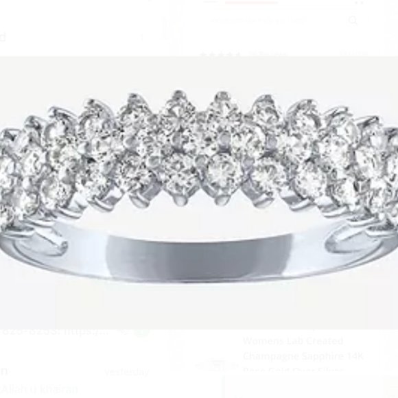 White Sapphire Sterling Silver Band - Picture 2 of 4